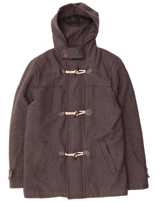 vintage Homme Duffle Coat à capuche UK 44 2XL Gris