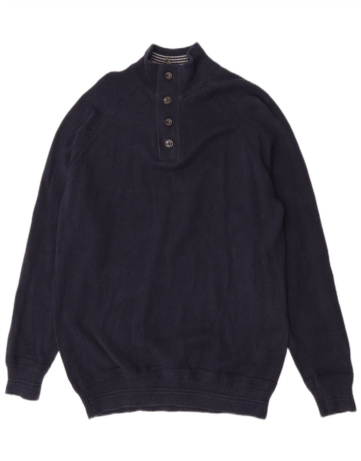 Marks & Spencer Pull à Col Boutonné Homme Bleu Marine Moyen