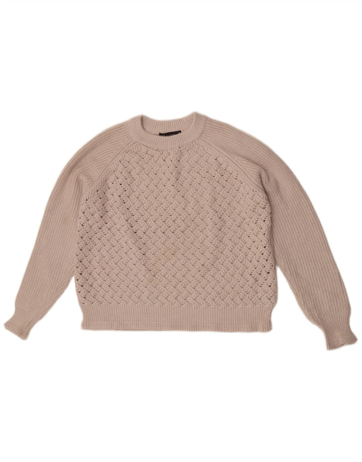 Marks & Spencer Pull court à col rond pour femme UK 14 Beige moyen
