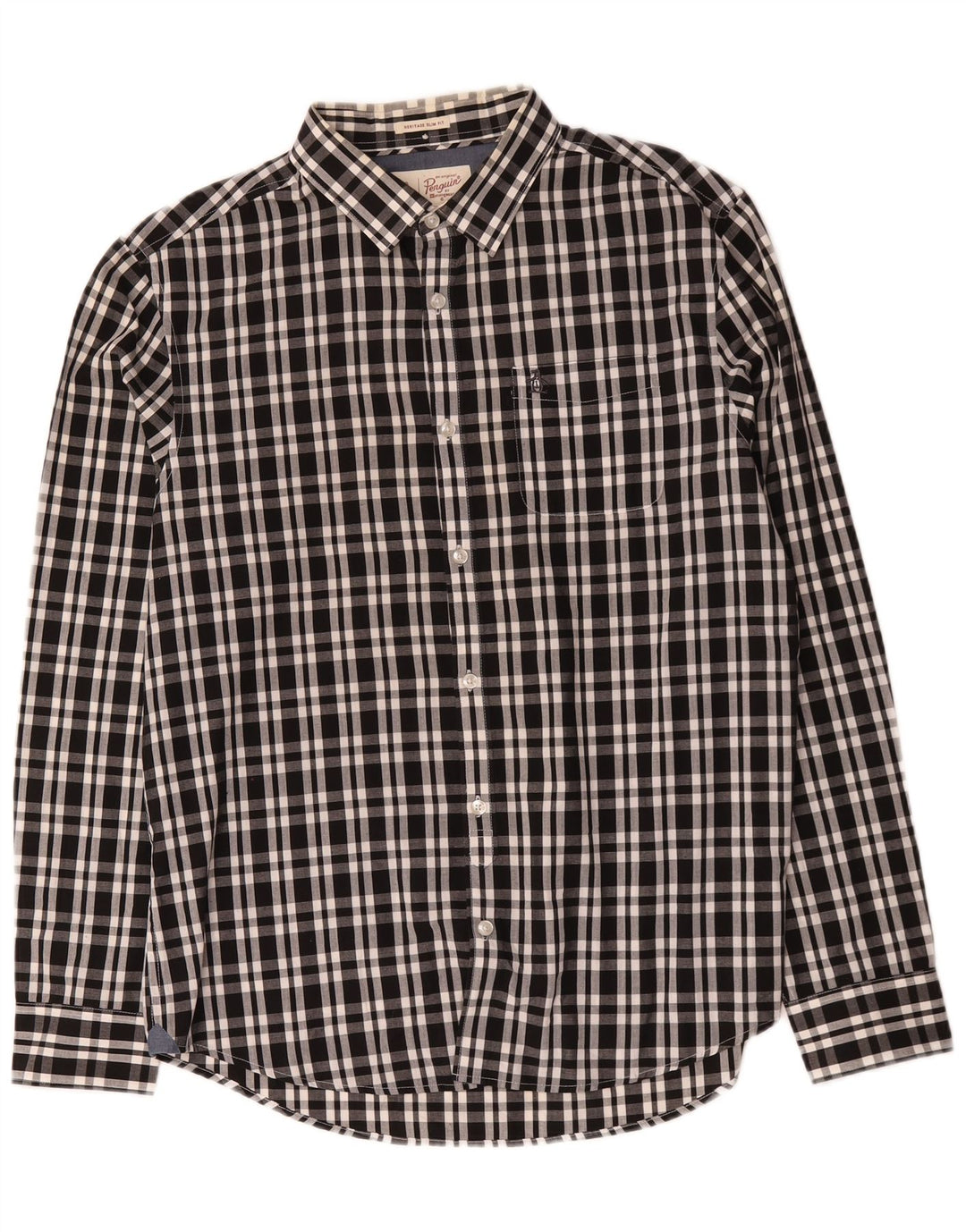 Penguin Chemise Heritage Slim Fit Homme Noir à Carreaux en Coton