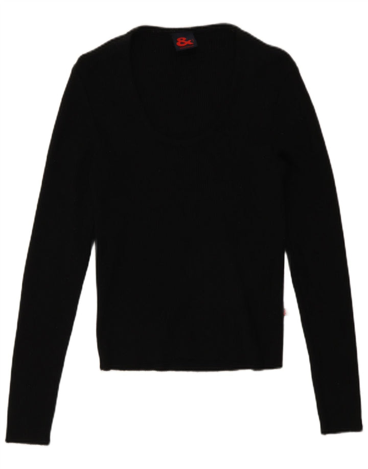 Dolce & Gabbana Haut à manches longues pour femme IT 46 Large laine mérinos noire