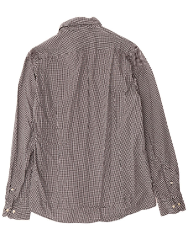 Barbour Mens Tailored Fit Shirt Large Black Gingham Cotton