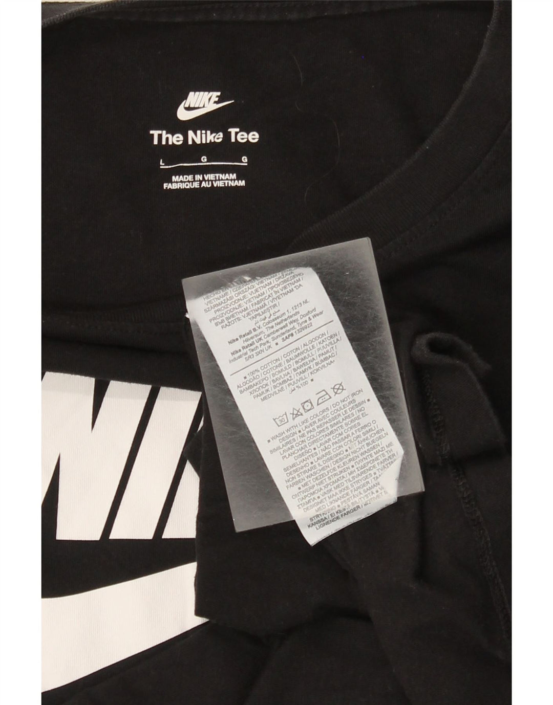 Nike Haut graphique à manches longues pour femme UK 16 Large Noir Coton