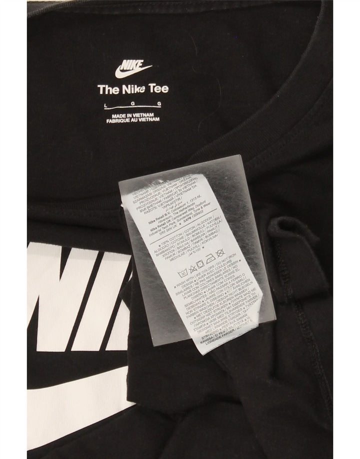 Nike Haut graphique à manches longues pour femme UK 16 Large Noir Coton