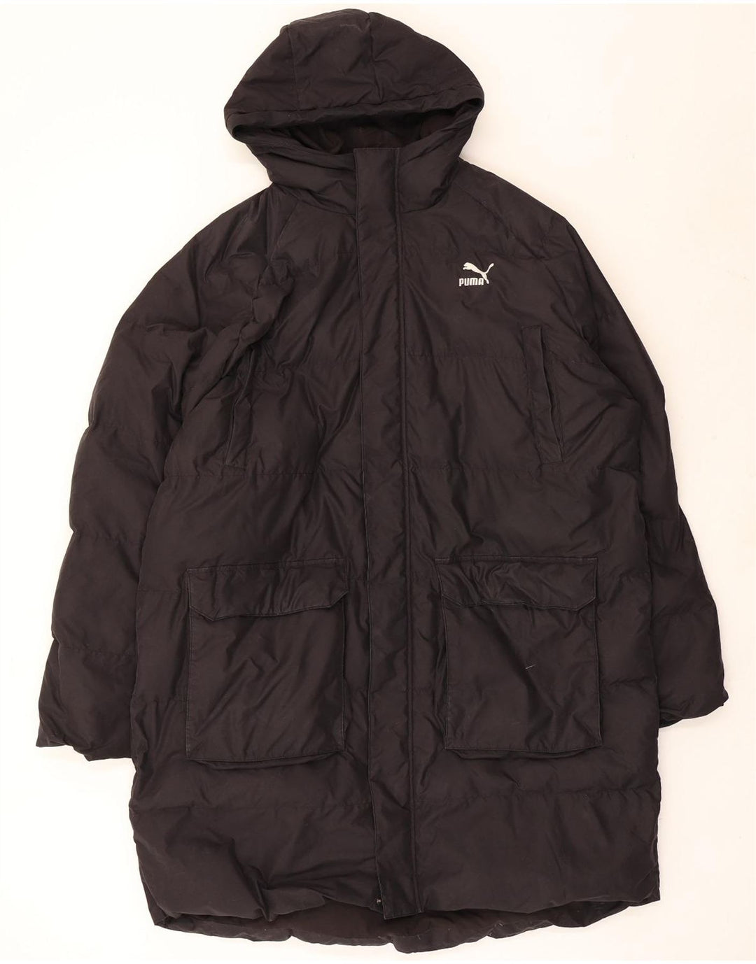 Puma Manteau rembourré à capuche pour homme UK 40 Large Noir Polyester