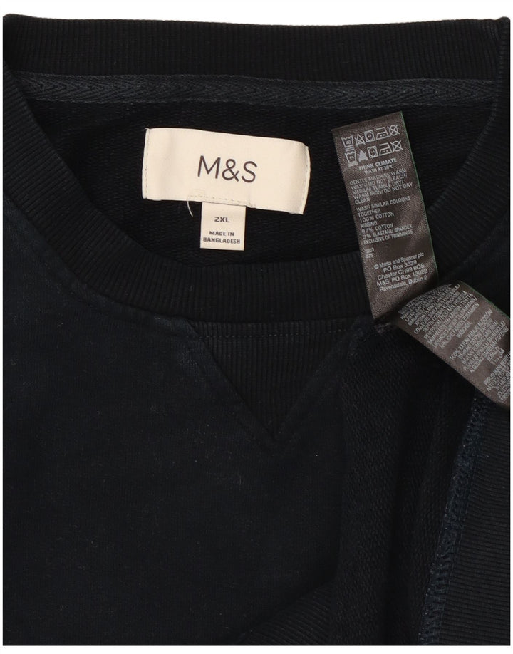 Marks & Spencer Sweat-shirt pour homme en coton bleu marine 2XL