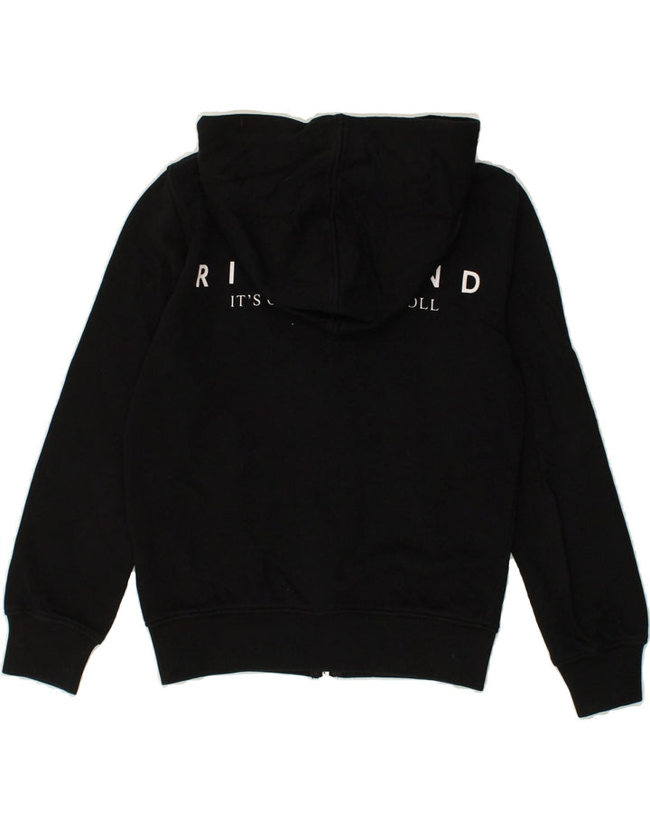RICHMOND Boys Graphic Zip Hoodie Sweater 9-10 Years Black Cotton | Vintage Richmond | Thrift | Second-Hand Richmond | Used Clothing | Messina Hembry 