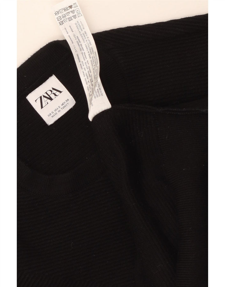 ZARA Pull à col rond pour homme Petit coton noir