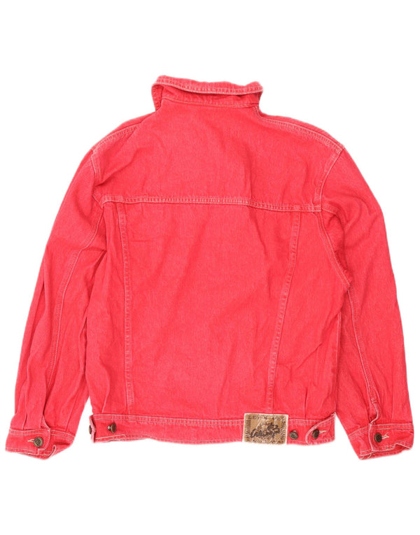 VINTAGE Veste en denim femme UK 14 Coton rouge moyen