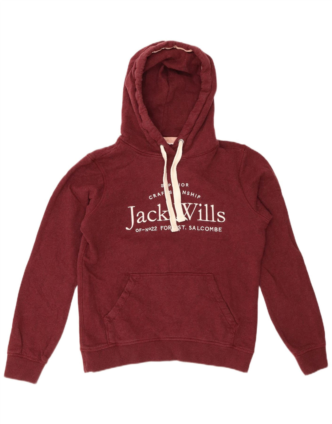 Jack Wills Pull à capuche graphique pour femme UK 8 Petit coton bordeaux