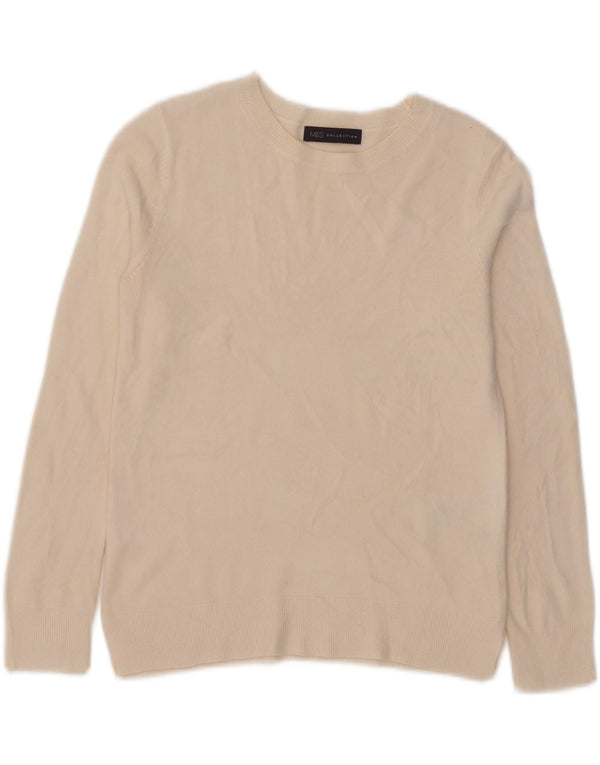 Marks & Spencer Pull à col rond pour femme UK 10 Petit Acrylique Beige