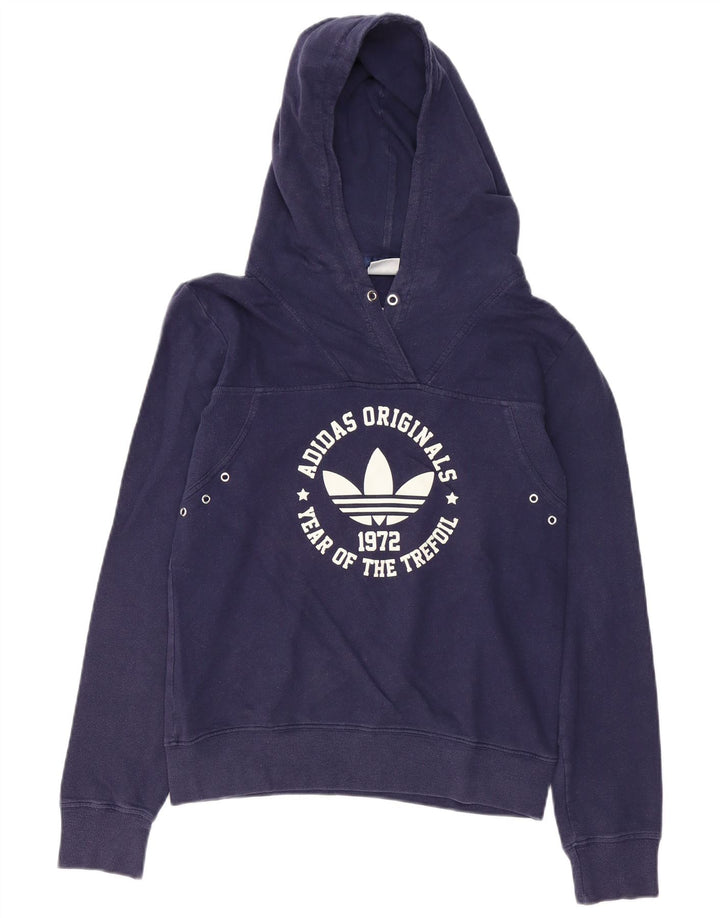 ADIDAS Pull à capuche graphique pour femme EU 38 Bleu marine moyen Coton