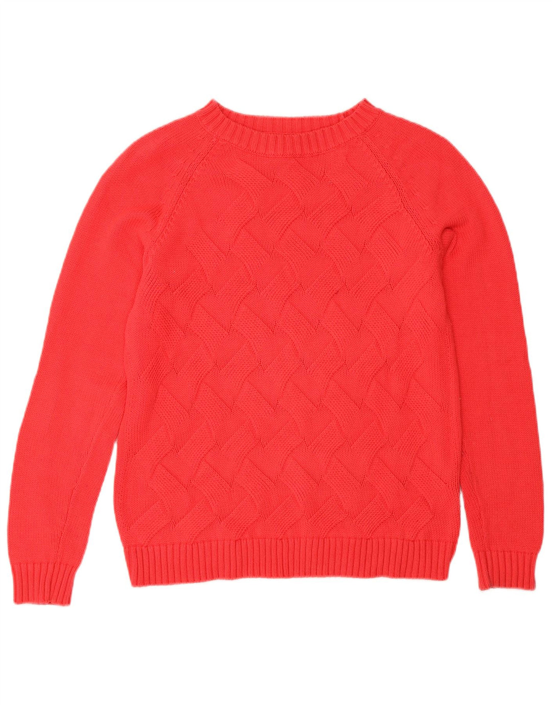 LANDS END Pull à col rond pour femme en coton rouge moyen UK 12