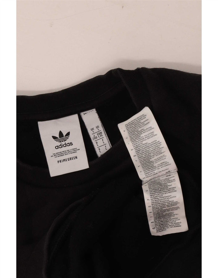 Adidas Sweat-shirt pour homme en coton noir Taille L