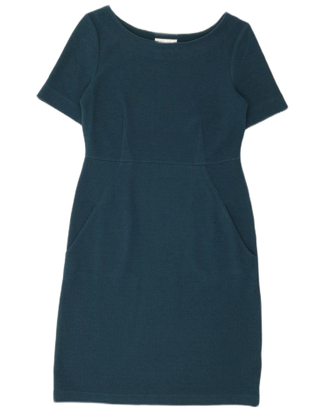 WHITE STUFF Robe fourreau pour femme UK 10 Petit Chevron Bleu Marine Polyester