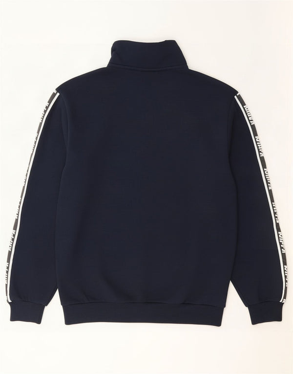 Kappa Mens Graphic Zip Neck Sweatshirt Jumper Grand Bleu Marine Coton