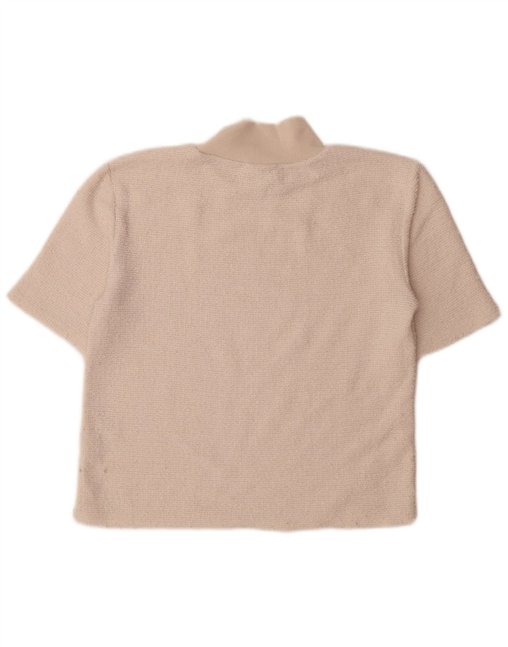 Zara Femme T-Shirt Top UK 12 Moyen Blanc Cassé Polyester