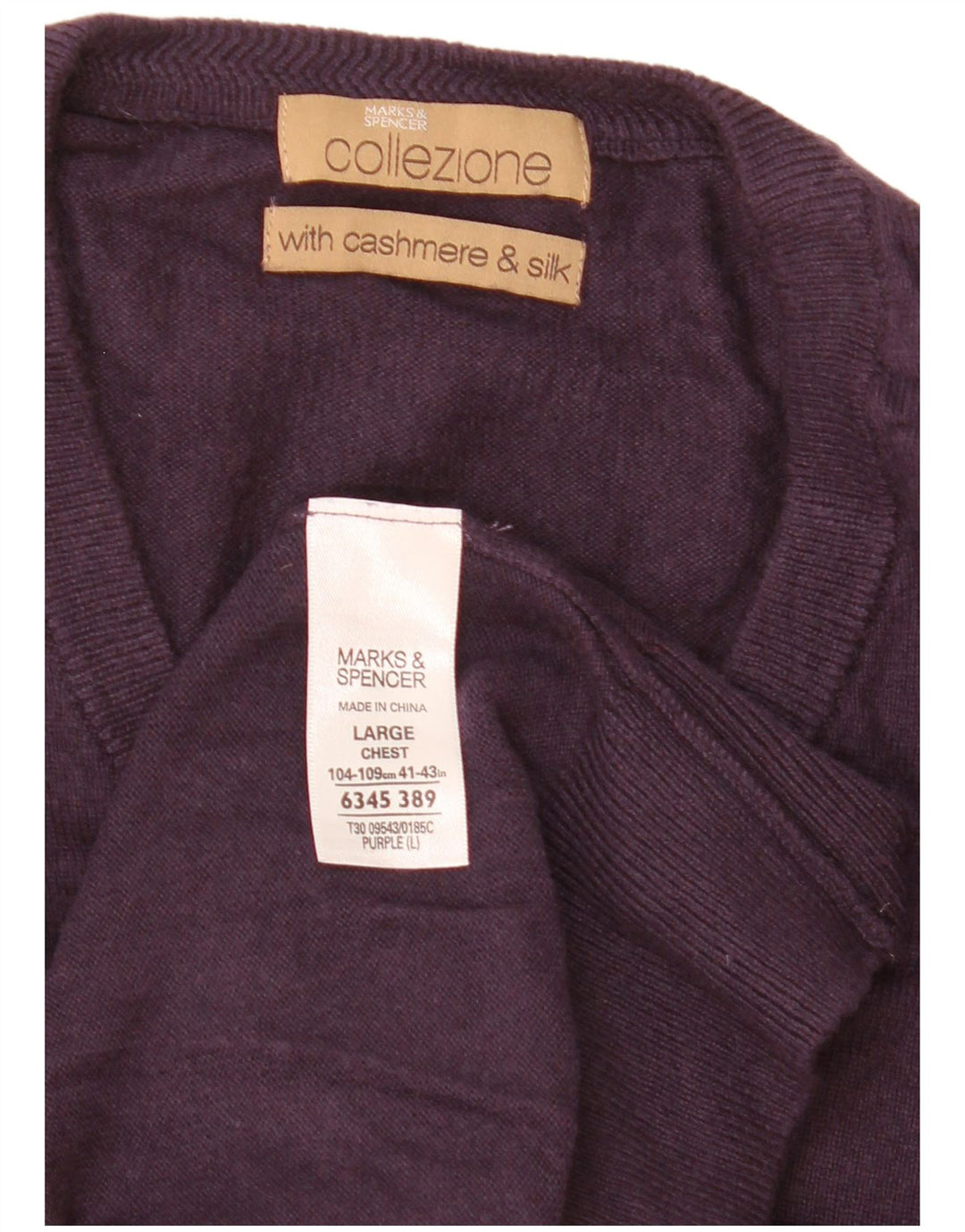 Marks & Spencer Pull col V pour homme en viscose Violet Taille L