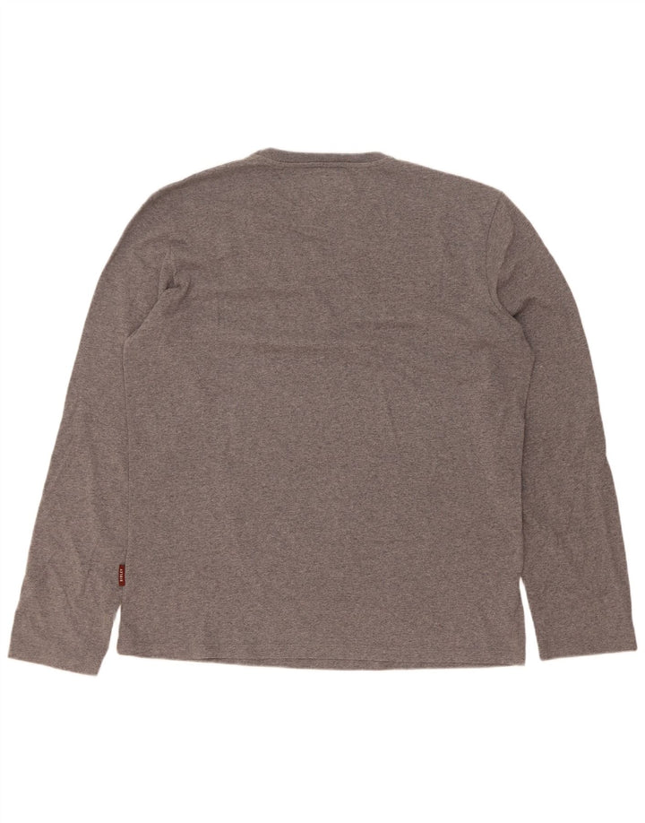 Sisley Haut Graphique Manches Longues XL Gris Coton Homme