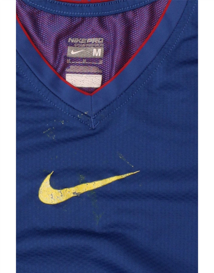 NIKE Womens Dri Fit T-Shirt Top UK 12 Medium Blue Colourblock Polyester Vintage Nike and Second-Hand Nike from Messina Hembry 