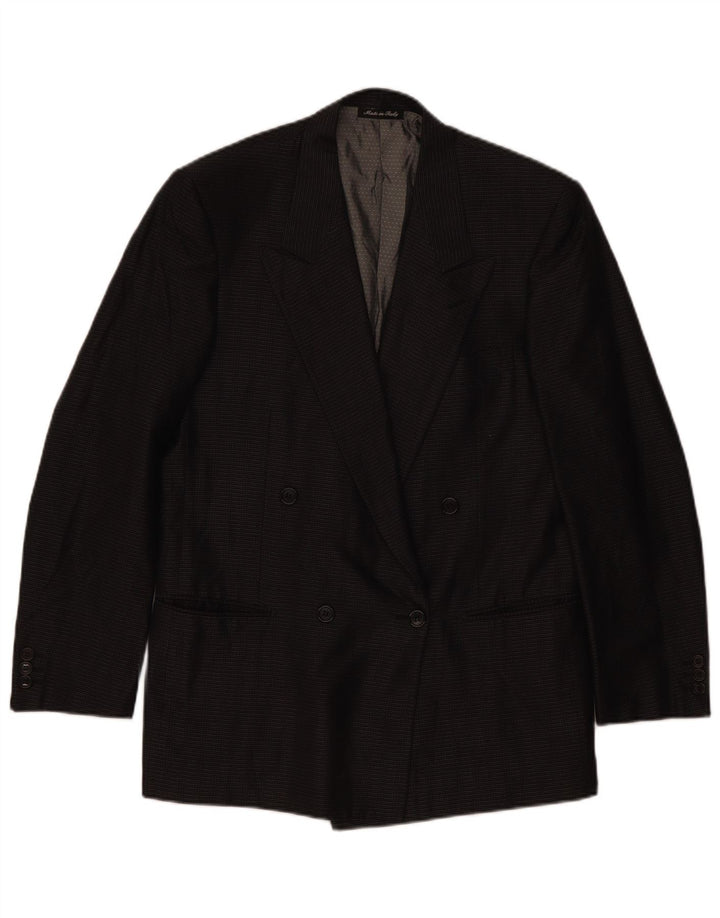 Pal Zileri Veste blazer croisée pour homme IT 48 en soie à carreaux noirs moyens