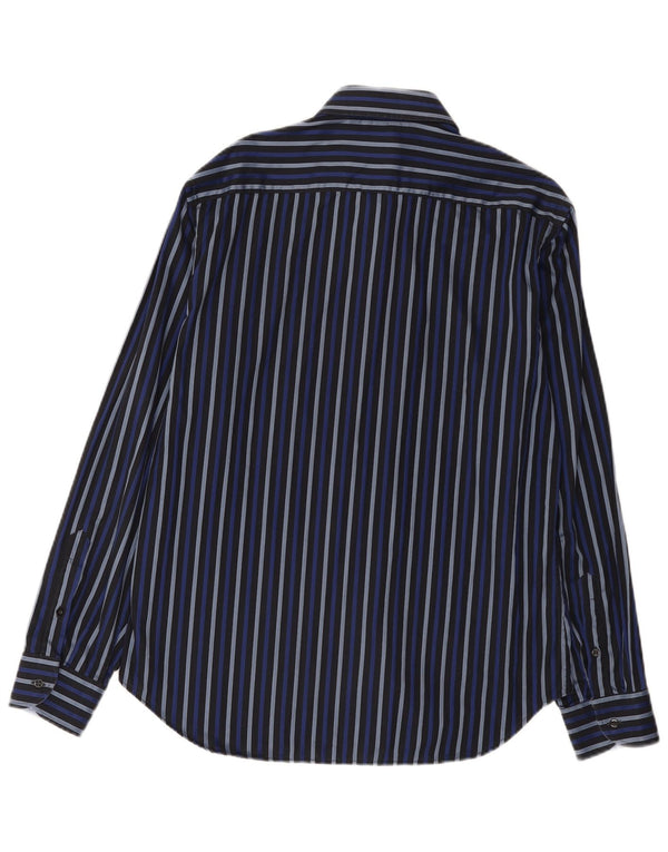 Roccobarocco Chemise Homme Taille 42 16 1/2 Grand Coton Rayé Bleu Marine