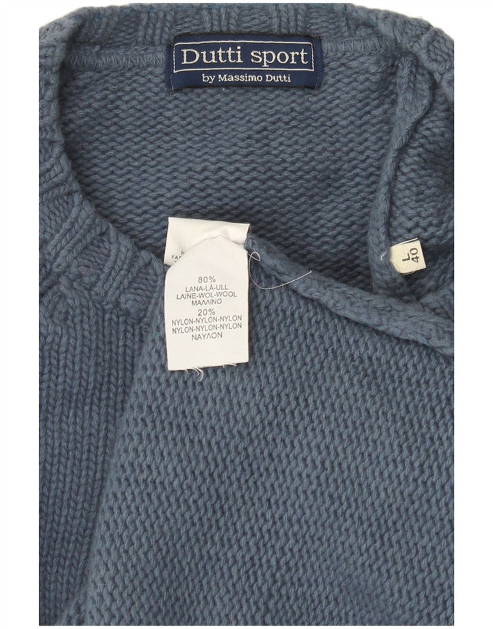 Massimo Dutti Pull à col rond pour homme en laine Fair Isle bleue
