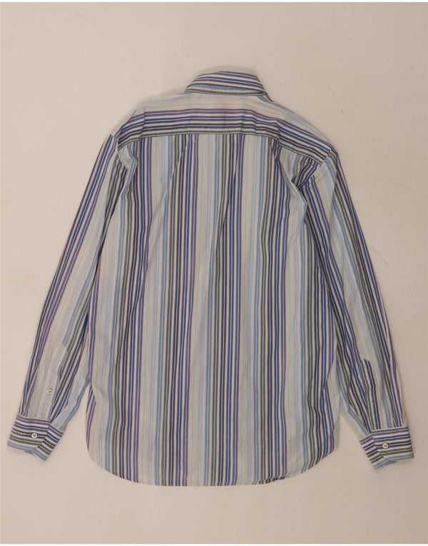 Roccobarocco Chemise Homme Taille 40 15 3/4 Coton Rayé Bleu Moyen
