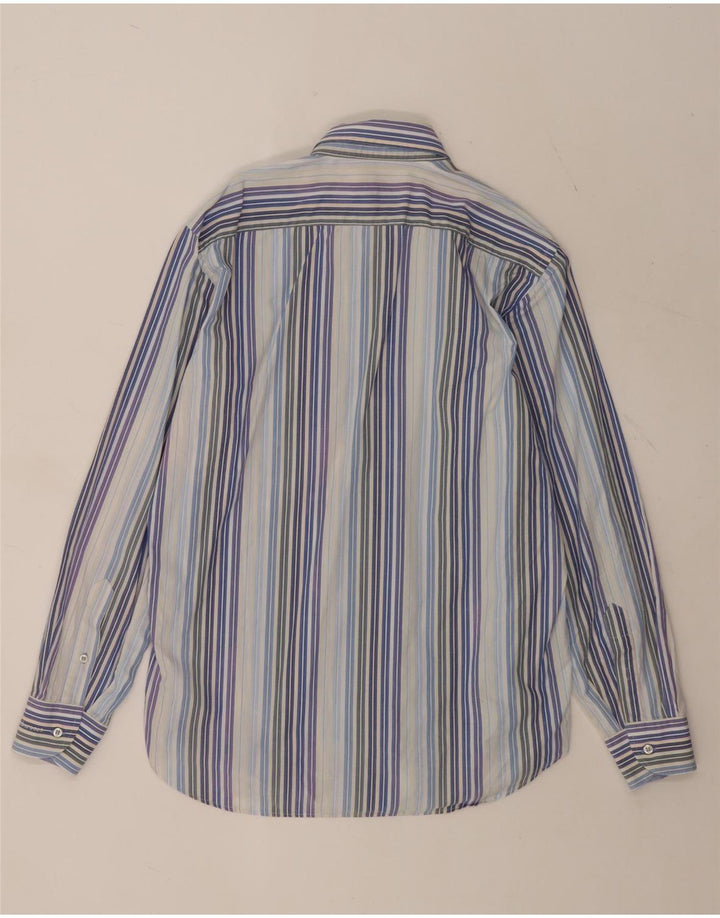 Roccobarocco Chemise Homme Taille 40 15 3/4 Coton Rayé Bleu Moyen