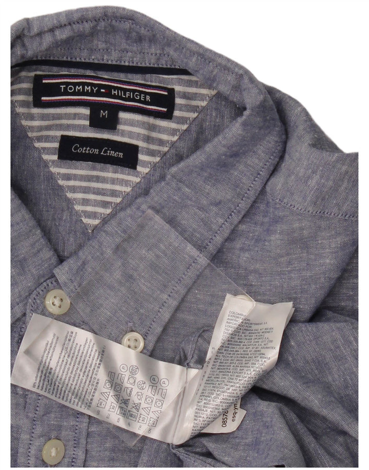TOMMY HILFIGER Chemise à Manches Courtes Homme Bleu Moyen Moucheté Coton