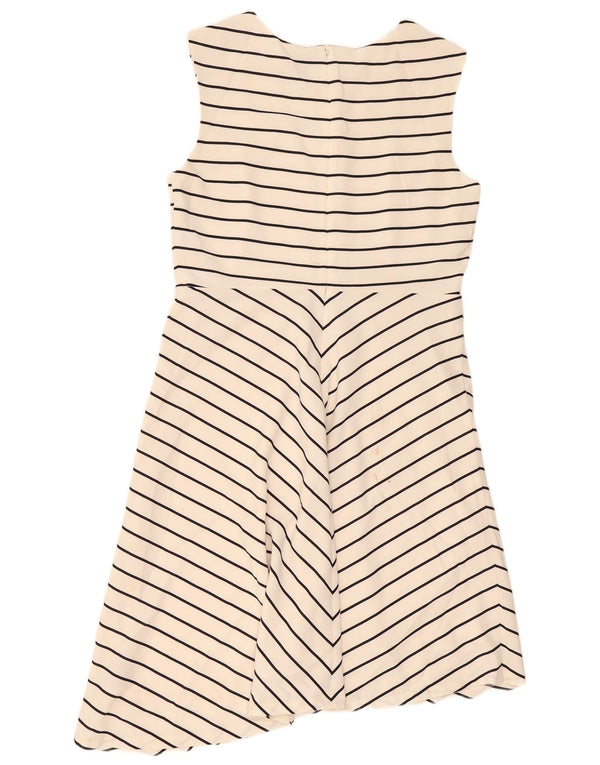 Marks & Spencer Robe trapèze sans manches pour femme UK 16 Large Beige Rayé