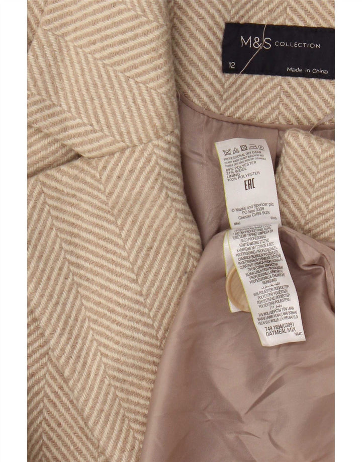 Marks & Spencer Manteau pour femme UK 12 Polyester à chevrons beige moyen