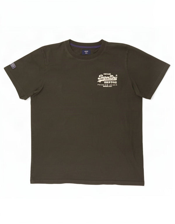 Superdry T-Shirt Graphique Homme Top 3XL Vert Coton