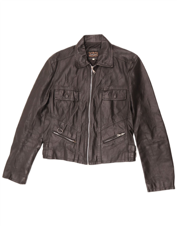Spectra Veste en cuir pour femme UK 16 Large Noir