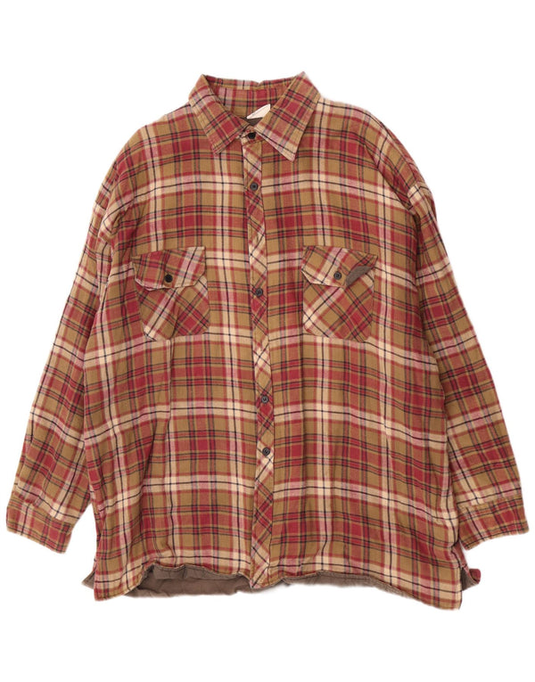 Chemise vintage en flanelle de bûcheron pour homme Taille 46/48 2XL Coton à carreaux bordeaux