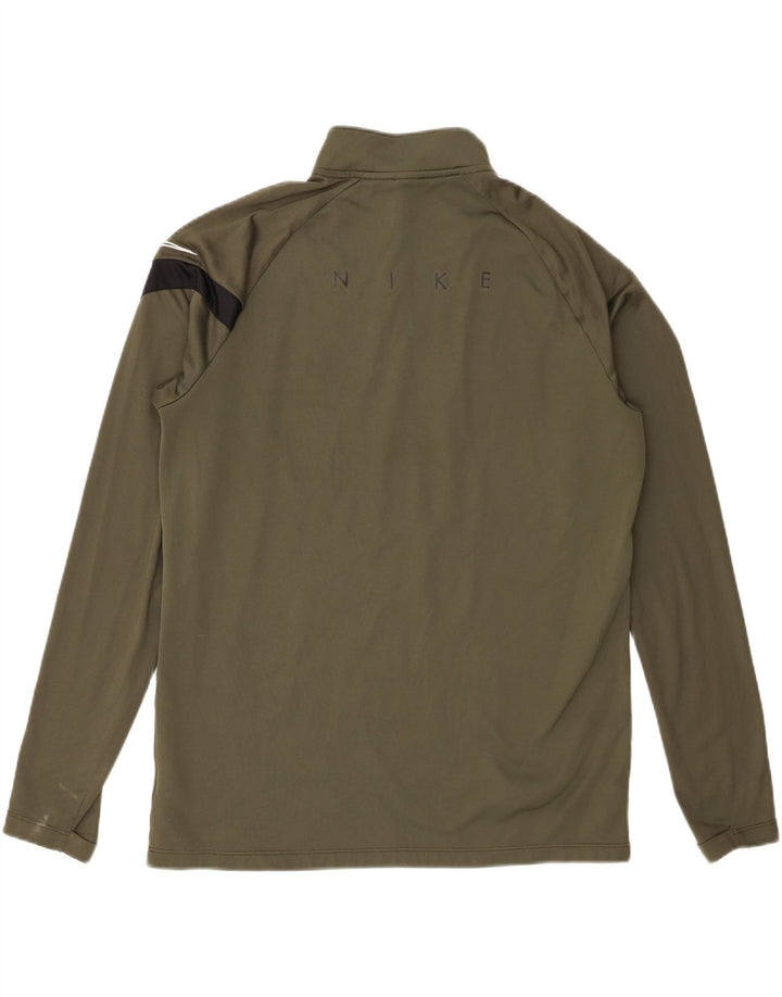 Nike Hommes Dri Fit Zip Neck Pull Survêtement Haut Large Kaki Polyester