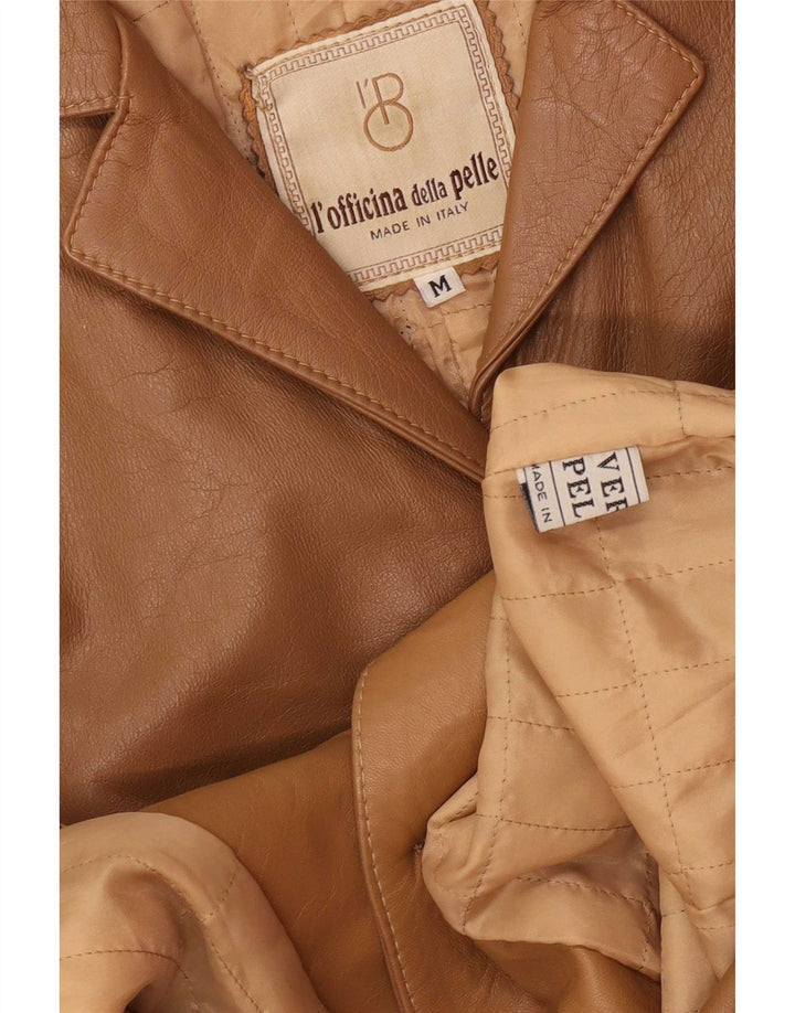 manteau en cuir femme vintage UK 12 Medium Brown Classic