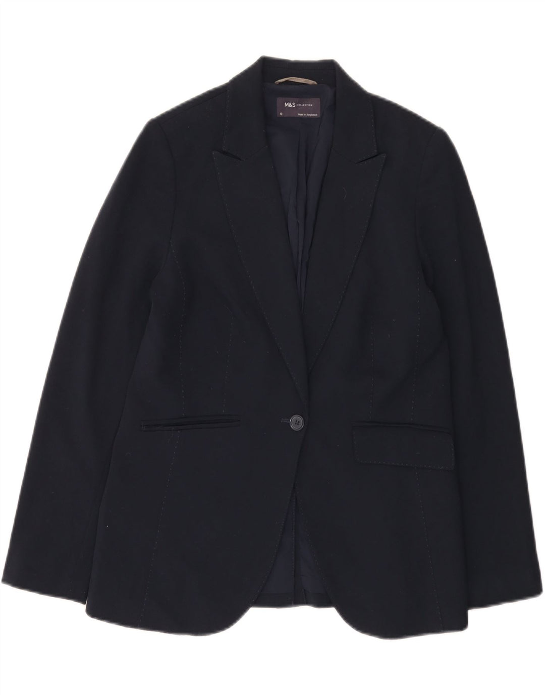 Marks & Spencer Veste blazer à 1 bouton pour femme UK 12 Bleu marine moyen