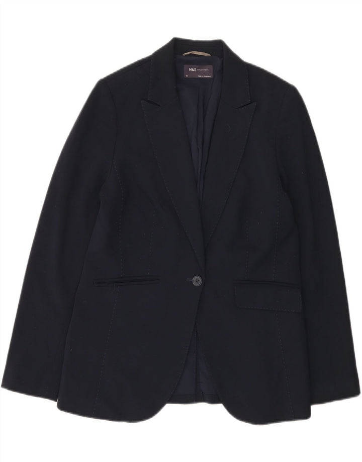 Marks & Spencer Veste blazer à 1 bouton pour femme UK 12 Bleu marine moyen