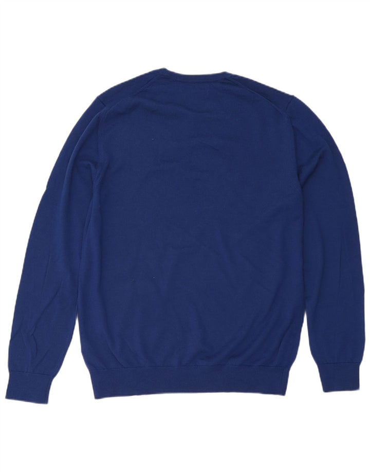 Marks & Spencer Pull à col rond pour homme en laine mérinos bleue