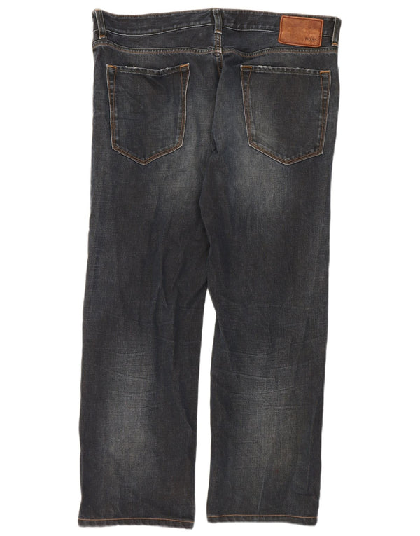Hugo Boss Jean droit W38 L32 bleu marine en coton pour homme