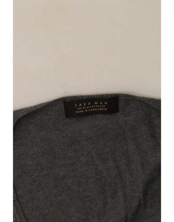 Zara Pull col V pour homme XL Gris