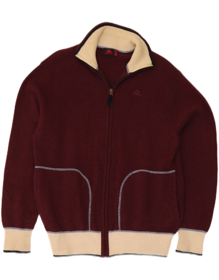KAPPA Cardigan Femme Pull UK 16 Grande Laine Colorblock Bordeaux