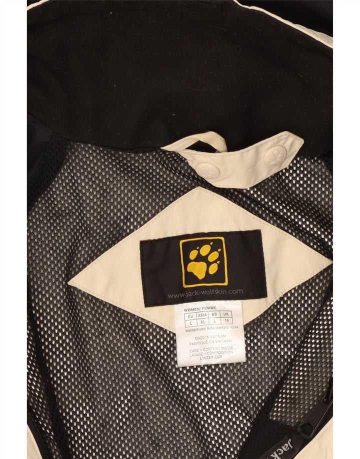 JACK WOLFSKIN Veste de pluie à capuche pour femme UK 16 Large Beige Colourblock