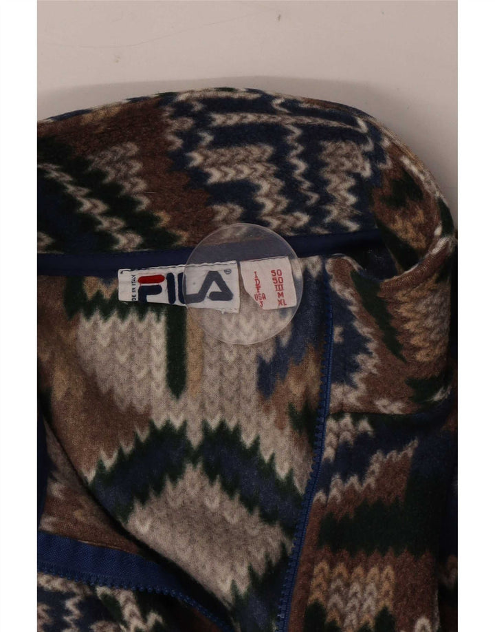 Fila Homme Coupe Ample Pull Polaire IT 50 Moyen Multicolore Géométrique