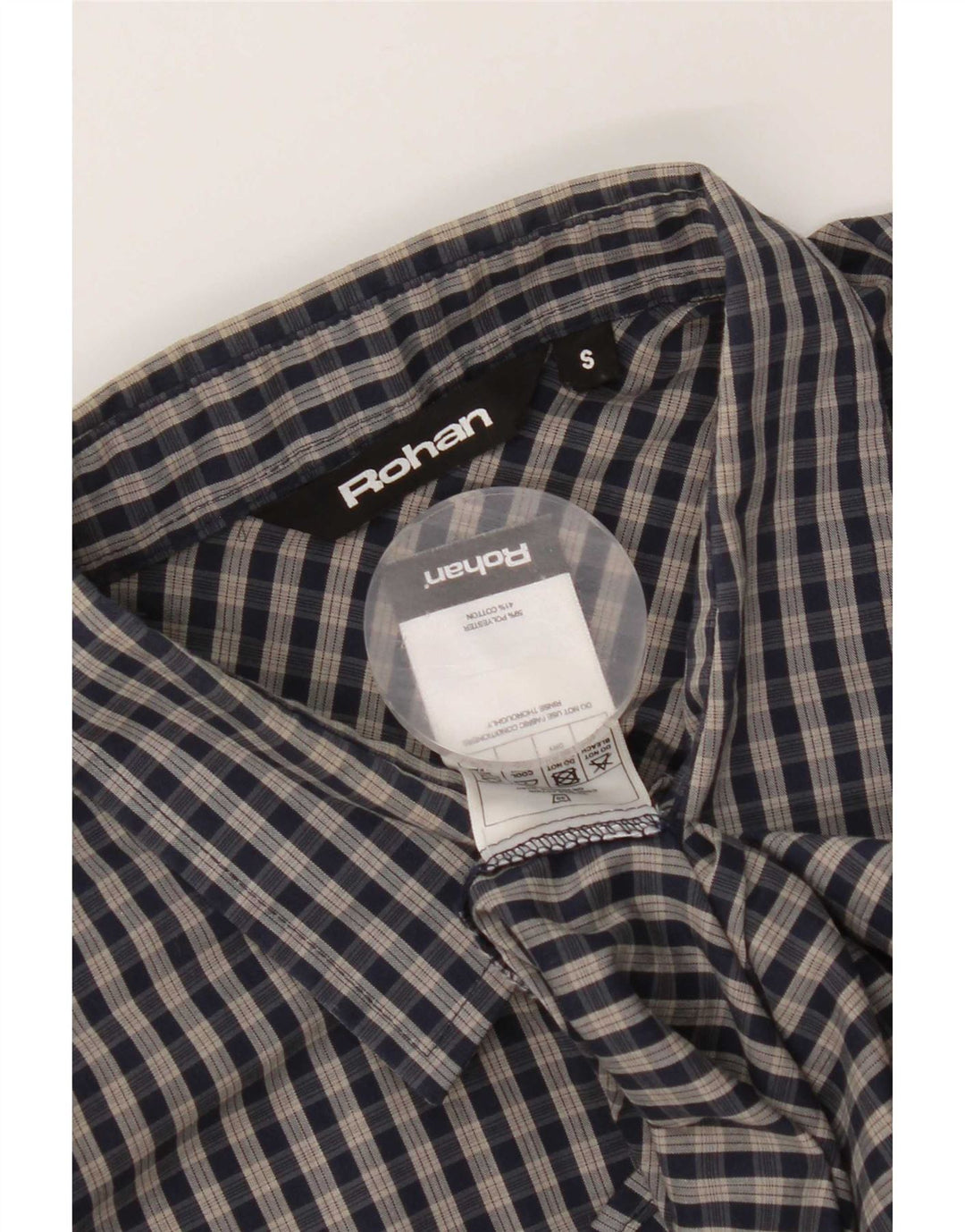 Rohan Chemise à manches courtes pour homme Petit tissu vichy bleu marine en polyester