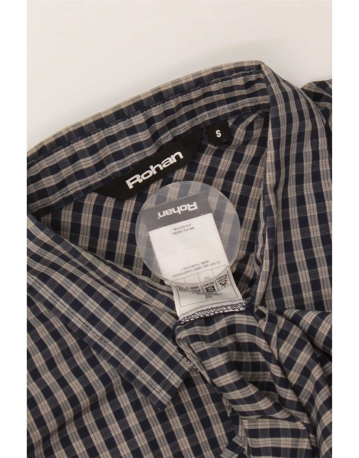 Rohan Chemise à manches courtes pour homme Petit tissu vichy bleu marine en polyester