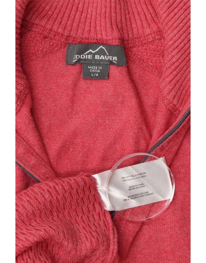 EDDIE BAUER Pull col zippé pour femme UK 16 Grand coton rose