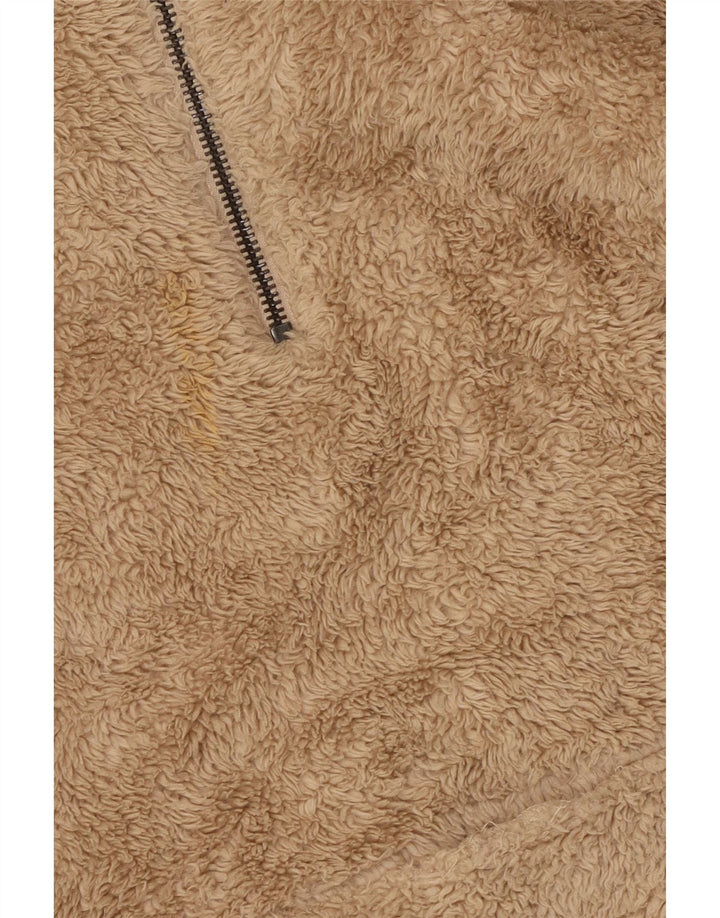 ZARA Pull polaire à capuche pour homme Large Beige