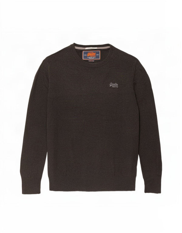 Superdry Pull à col rond pour homme en coton marron Large